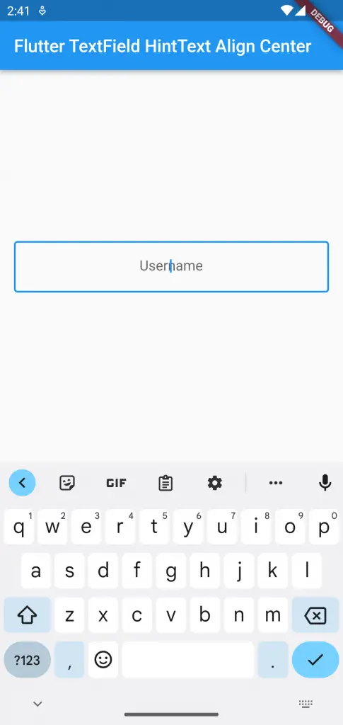 flutter textfield hint text align center