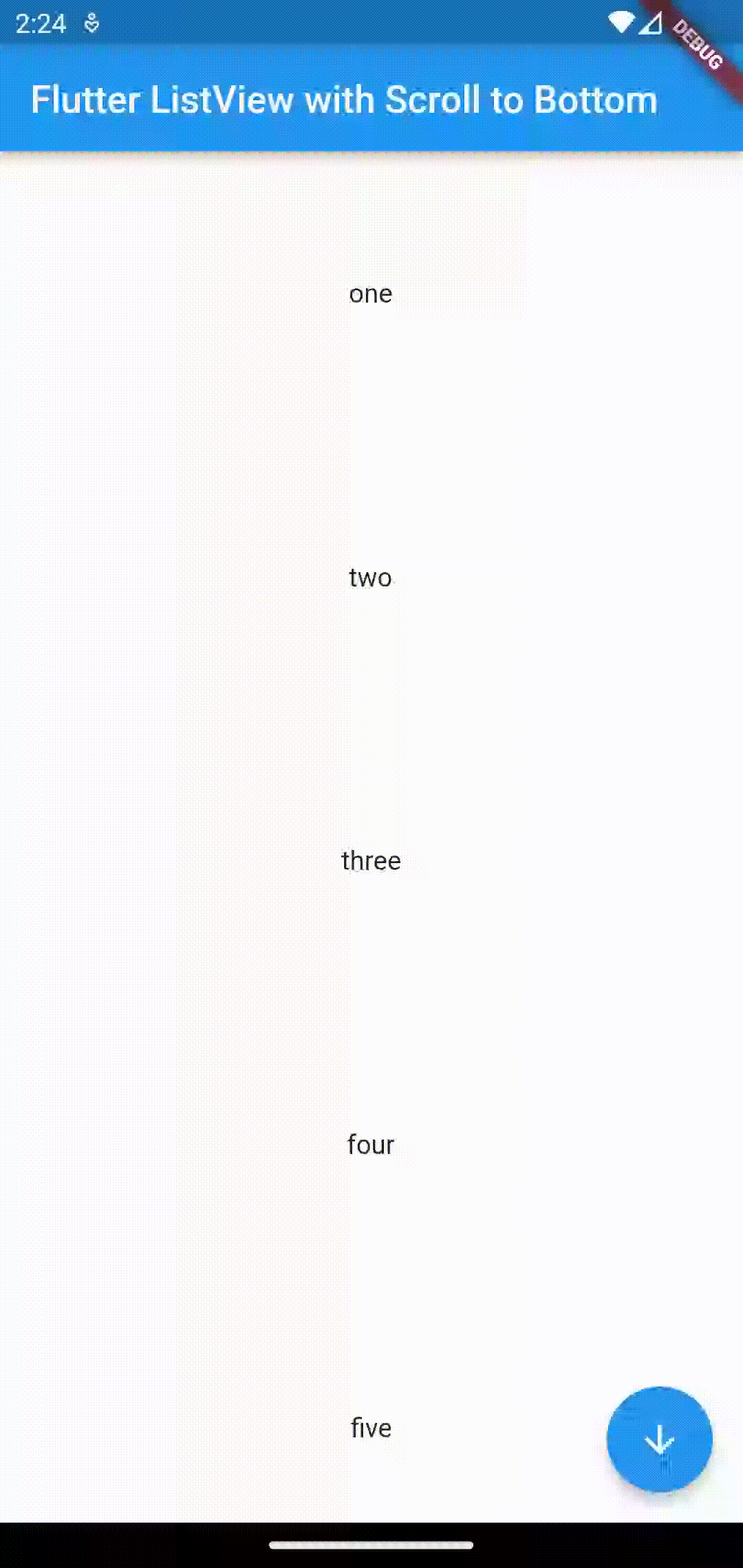 flutter listview with scroll to bottom button
