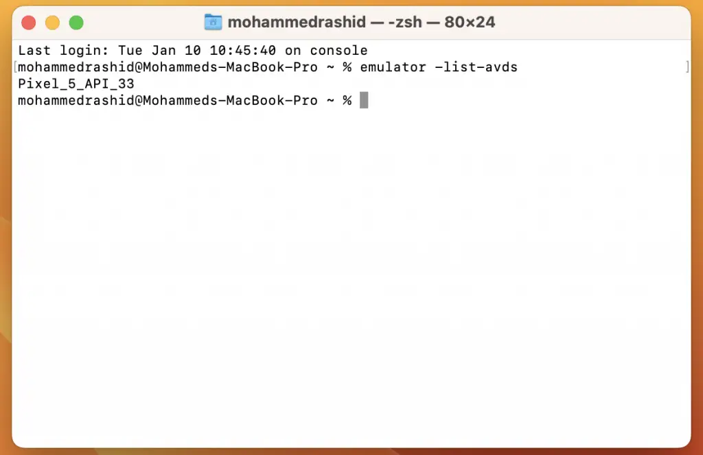 list android emulators using command